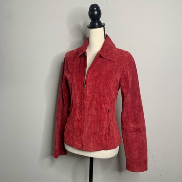 Wilsons Leather Red Vintage Suede Leather Jacket - Picture 6 of 14